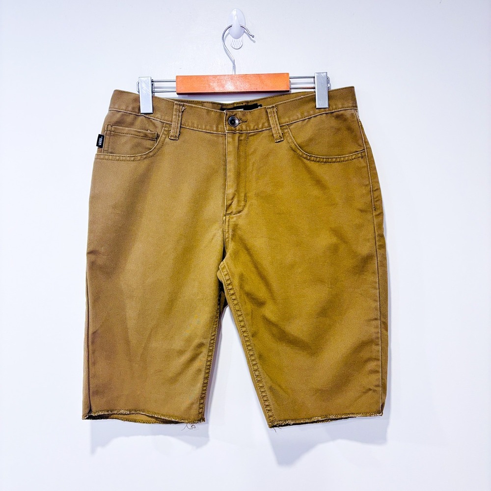 VANS Stretch Denim Shorts Brown Cut Off Raw Hem Size‎ 31